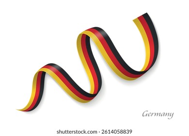 Germany flag ribbon waving national colors, symbolizing pride, unity and national identity