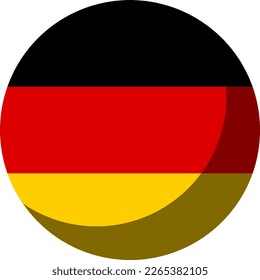 Germany Flag Round Circle Badge Button or Sticker Icon with 3D Shadow Effect. Vector Image.