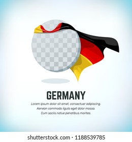 Germany flag. Round flying template with national color cloak. Can be used with logo or mascot. Use for sport or political symbol. Flag Day. Independence Day. National holiday. Travel icon. Vector.