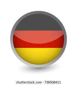 Germany Flag Round Glossy Icon. Vector illustration.