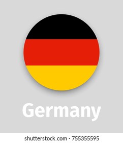 Germany Flag, Round Icon With Shadow Isolated Vector Illustration