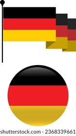 Deutschland Flaggenrunde Flagge Vektorgrafik Hochwertiger isolierter Hintergrund