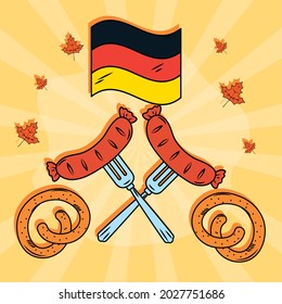 germany flag and sausages oktoberfest