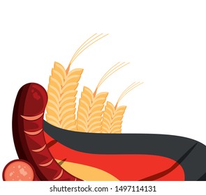 germany flag with sausages oktoberfest food