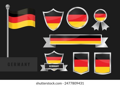 Bandera de Alemania. Colección de los emblemas nacionales de Alemania. Diseño plano de banderas colección.