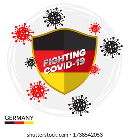 Germany flag shield as a symbol against the corona virus