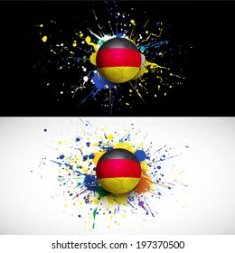 Germany flag with soccer ball dash on colorful background, vector illustration