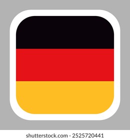 Germany flag square flat vector with rounded corners and white border, vector illustration