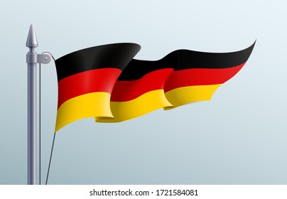 Germany flag state symbol isolated on background national banner. Greeting card National Independence Day of the Federal Republic of Germany. Illustration banner with realistic state flag of FRG.