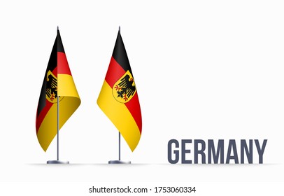 Germany flag state symbol isolated on background national banner. Greeting card National Independence Day of the Federal Republic of Germany. Illustration banner with realistic state flag of FRG.