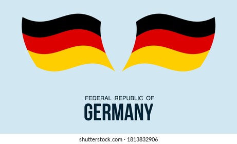 Germany flag state symbol isolated on background national banner. Greeting card National Independence Day of the Federal Republic of Germany. Illustration banner with realistic state flag of FRG.