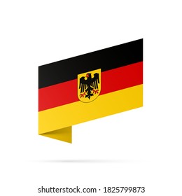 Germany flag state symbol isolated on background national banner. Greeting card National Independence Day of the Federal Republic of Germany. Illustration banner with realistic state flag of FRG.