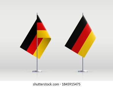 Germany flag state symbol isolated on background national banner. Greeting card National Independence Day of the Federal Republic of Germany. Illustration banner with realistic state flag of FRG.
