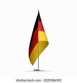 Germany flag state symbol isolated on background national banner. Greeting card National Independence Day of the Federal Republic of Germany. Illustration banner with realistic state flag of FRG.