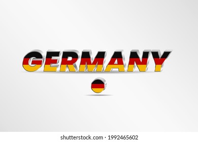 Germany flag text effect style. 3D text effect vector illustration with badge isolated.