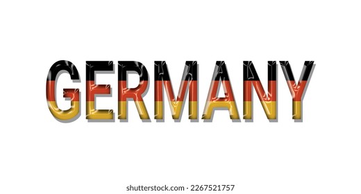 germany flag text font, symbol background, flag ribbon typography lettering logo label banner, 3D colorful background, vector illustration