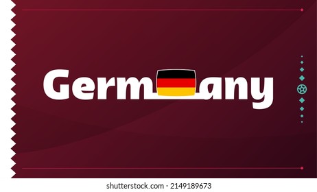 Germany flag and text on 2022 football cup tournament background. Vector illustration Football Pattern for banner, card, website. national flag germany