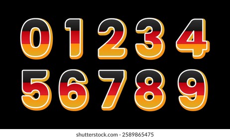 Germany Flag Themed Number Set – Bold and Stylish Vector Design