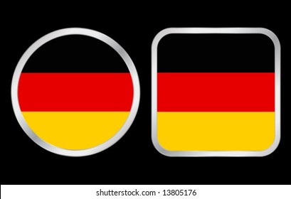 Germany flag - two icon on black background. Vector illustration.