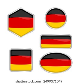 Germany flag with various shapes vector eps for design element, decoration, banner, emblem, promotion, event, holiday, social media post, icon, poster, etc. Editable and scalable.