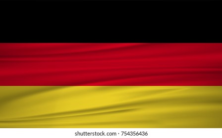 Germany flag vector. Vector flag of Germany blowig in the wind. The symbol of the state on wavy silk fabric. Realistic vector illustration. EPS 10.