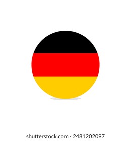 Vector de bandera de Alemania. Bandera nacional de Alemania en forma de círculo redondo aislado sobre fondo blanco