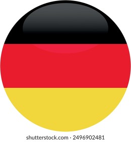 Icono de Vector de la bandera de Alemania. Icono redondo brillante con la bandera de la Alemania en el fondo blanco