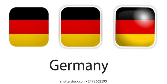 Germany flag vector icons set in the shape of rounded square