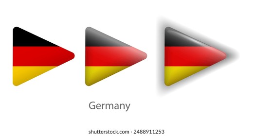 Germany flag vector icons set in the shape of rounded triangle