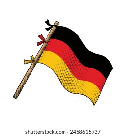 Germany Flag Vector Illustration in Engraving Technique Drawing