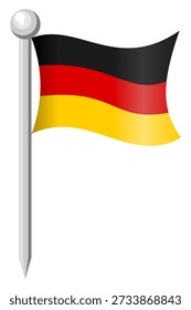 Ilustración vectorial de la bandera de Alemania en el Pin de plata aislado en el fondo blanco Símbolo nacional alemán Icono de diseño plano de Deutschland para la política de negocios turísticos de viajes y el concepto de aprendizaje de idiomas europeos.