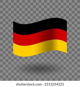 Germany flag vector. Germany wavy flag isolated transparent background. Flag of Germany symbol icon. EPS 10