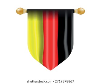 Germany flag vector. Vector flag of Germany, wrapped on a flagpole. Symbol of Germany, template for banner, card, advertising, promote. Vector illustration.