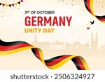 Germany Flag Waving On Skyline Background. Unity Day Concept Design Vector Illustration.