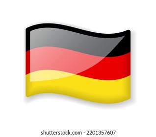 Germany flag - Wavy flag bright glossy icon isolated on white background