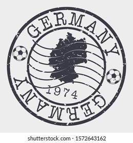Germany Football 1974 Stamp Postal. Soccer Silhouette Seal. Ball Round Design. Vector Icon. Design Retro.