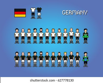 Germany football soccer player uniform pixel art game illustration
