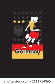 GERMANY FOOTBALL SOCCER PLAYERS WITH FLAG BACKGROUND VECTOR DESIGN