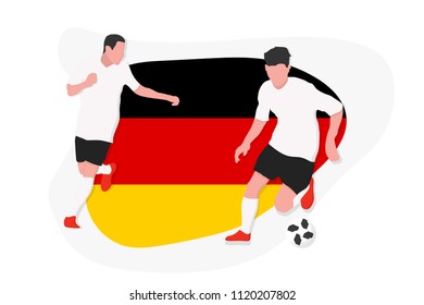 Germany football team player kicking dribbling 2018 championship vector illustration soccer