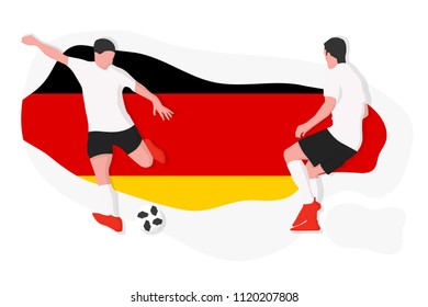 Germany football team player kicking dribbling 2018 championship vector illustration soccer