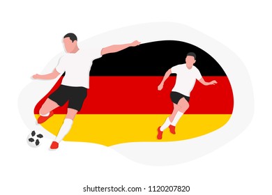 Germany football team player kicking dribbling 2018 championship vector illustration soccer