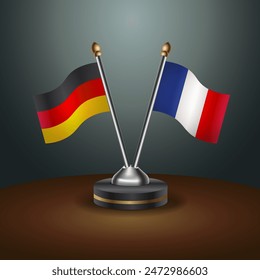 Germany and France table flags relation with gradient backgrund. Vector Illustration