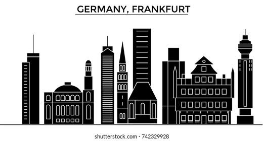 Germany, Frankfurt architecture vector city skyline, travel cityscape with landmarks, buildings, isolated sights on background