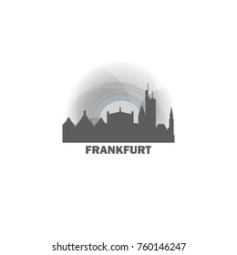 Germany Frankfurt black white sunrise sunset city panorama landscape horizon buildings skyline flat icon logo