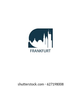 Germany Frankfurt cool city panorama view landscape flat vector icon logo