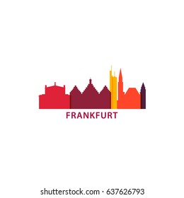 Germany Frankfurt modern city panorama view landscape silhouette flat cool vector banner logo