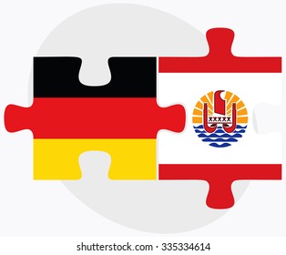 Germany and French Polynesia Flags in puzzle isolated on white background