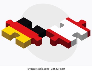 Germany and French Polynesia Flags in puzzle isolated on white background