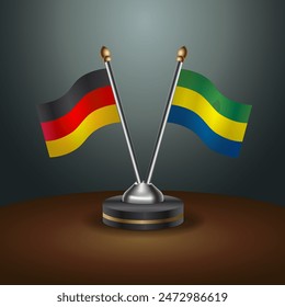 Germany and Gabon table flags relation with gradient backgrund. Vector Illustration