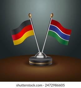 Germany and Gambia table flags relation with gradient backgrund. Vector Illustration